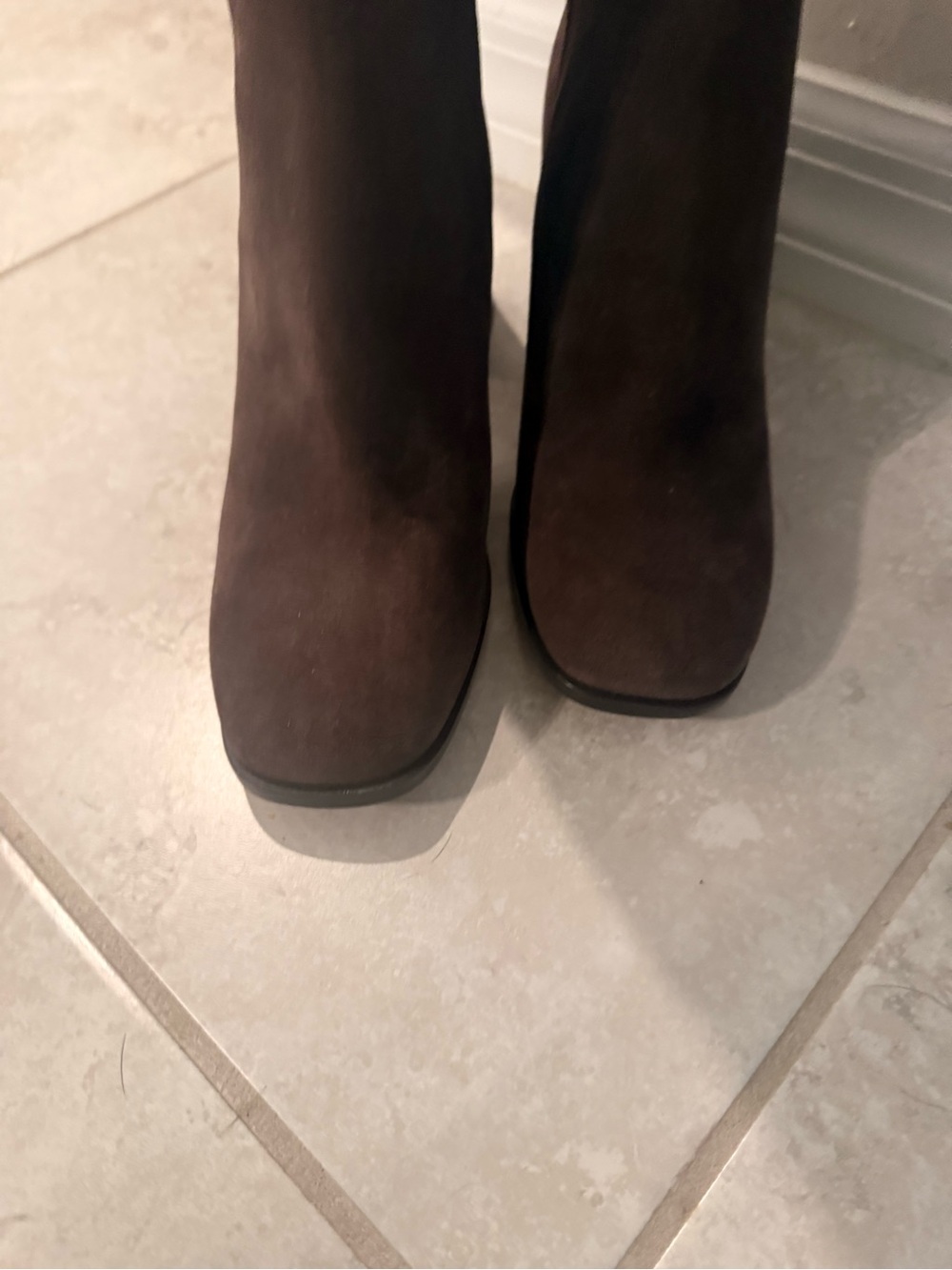 Coach Dark Brown Suede Boots with Block Heel - Picture 6 of 7